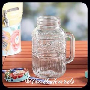 New The Pioneer Woman Mason Jar Tumbler (Drinking Glass) with Lid & Straw Clear